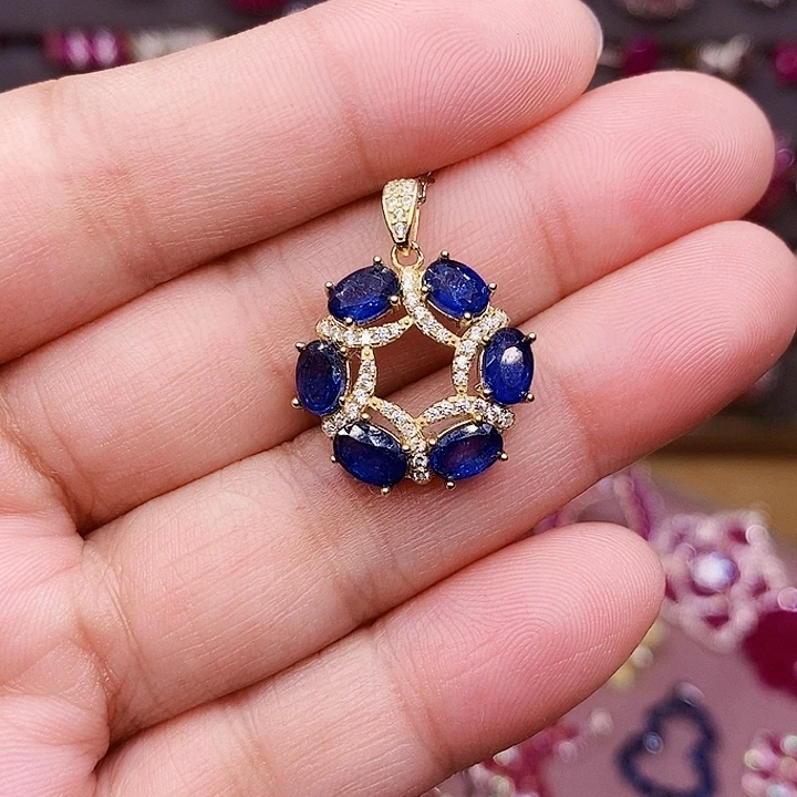 颈饰蓝宝石银S925镶嵌