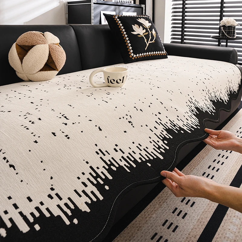 洱峰雪尼尔沙发垫复古轻奢异形高级感不规则坐垫四季通用防滑套罩