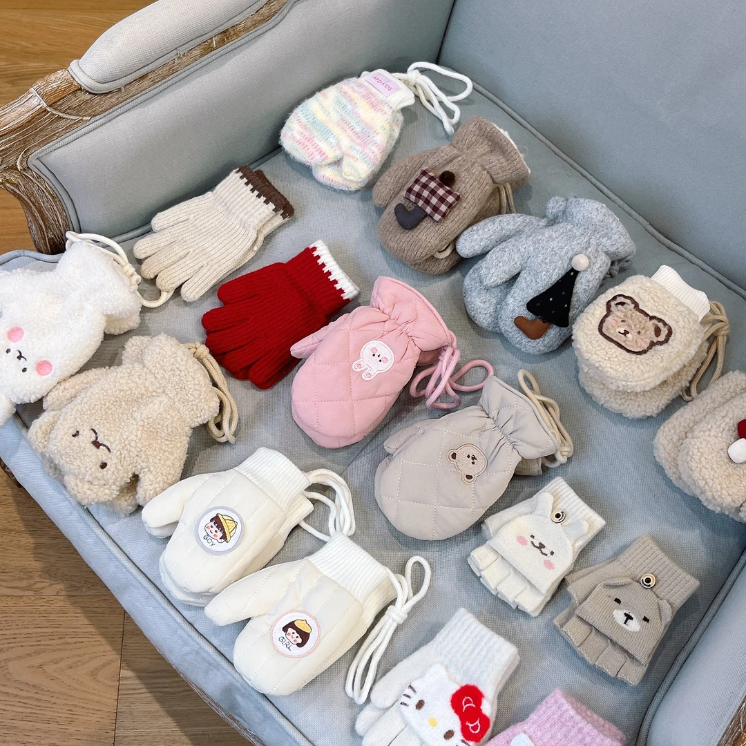 宝宝手套加绒加厚秋冬手套分指包头保暖中大童婴幼儿韩系百搭