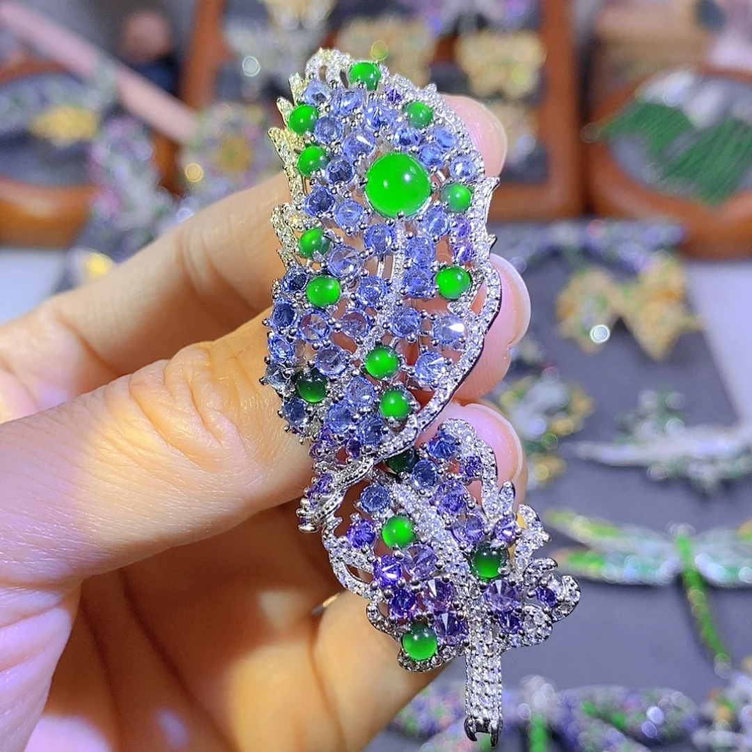 颈饰银S925镶嵌翡翠