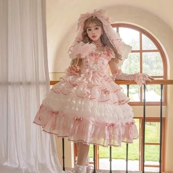 【蔷薇庭院】 原创Lolita裙设计缎带刺绣轻花嫁cla系 花与珍珠匣