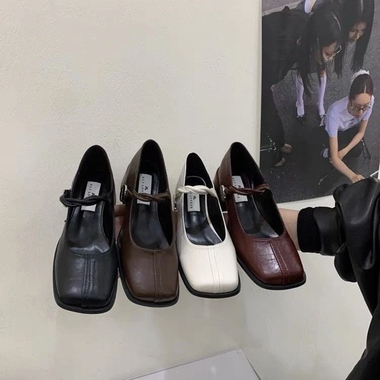 法式复古方头玛丽珍女鞋2025春季新款温柔风小单鞋7901