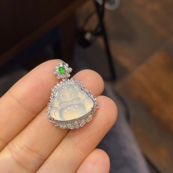 翡翠18K金镶嵌吊坠(不含链)