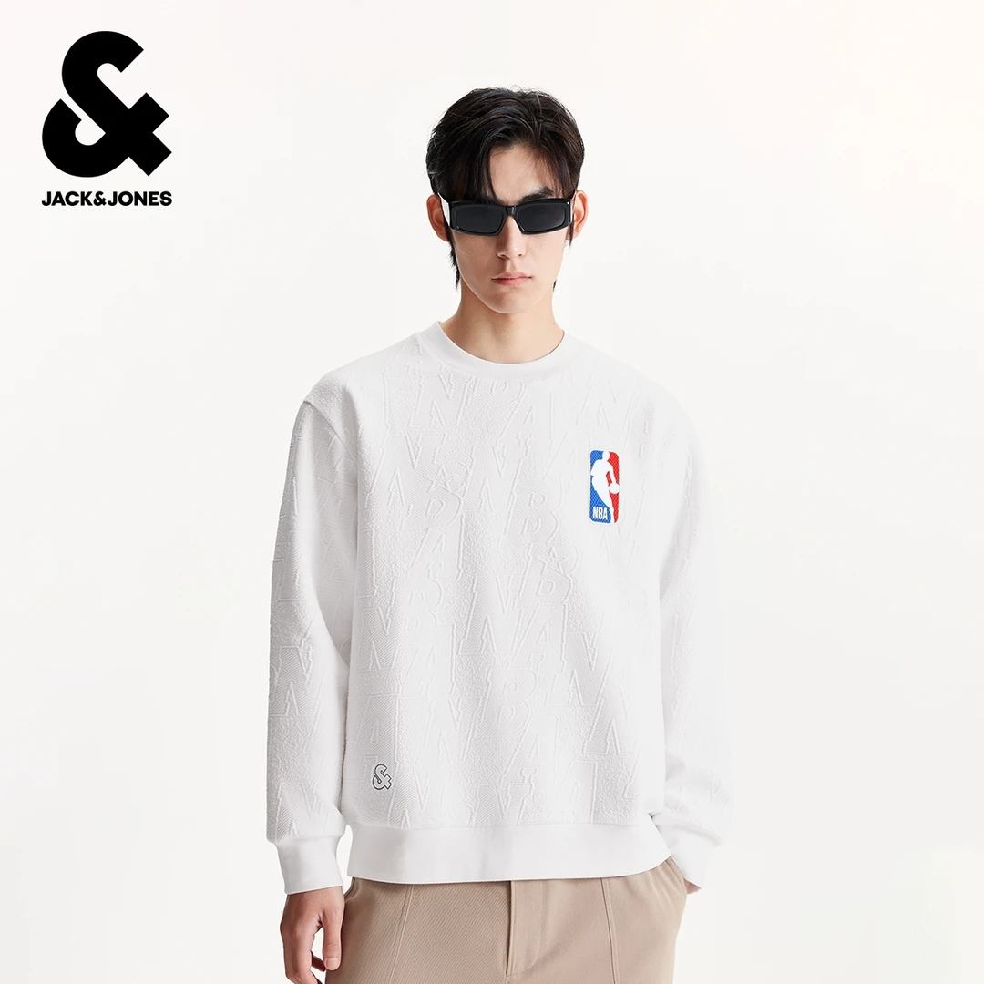 杰克琼斯NBA联名男装卫衣秋季2025年新款衣身满印宽松圆领上衣