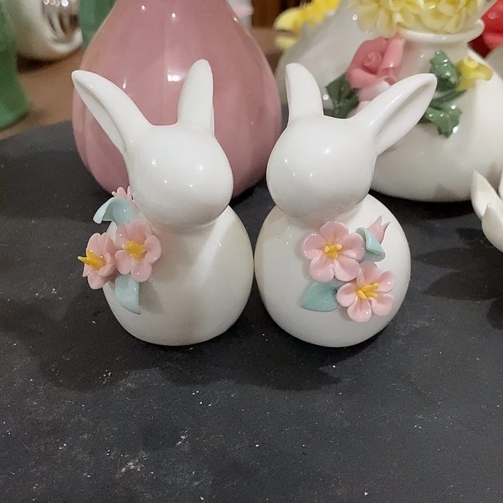 瓷片纯手工陶瓷花摆件1瑕