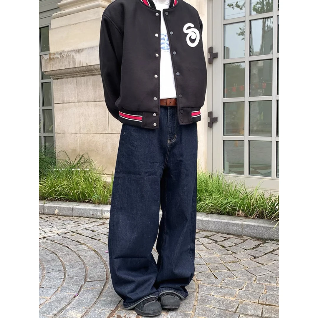 B3#cleanfit原色阔腿牛仔裤vibe水洗baggy日系阔腿裤松弛感拖地