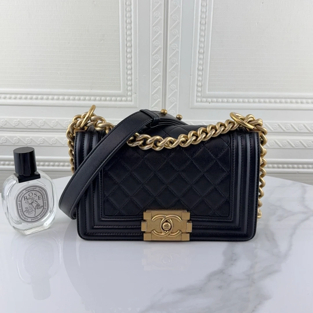 99新 Chanel/香奈儿 leboy黑金小号 牛皮  29开 单肩包二奢包包