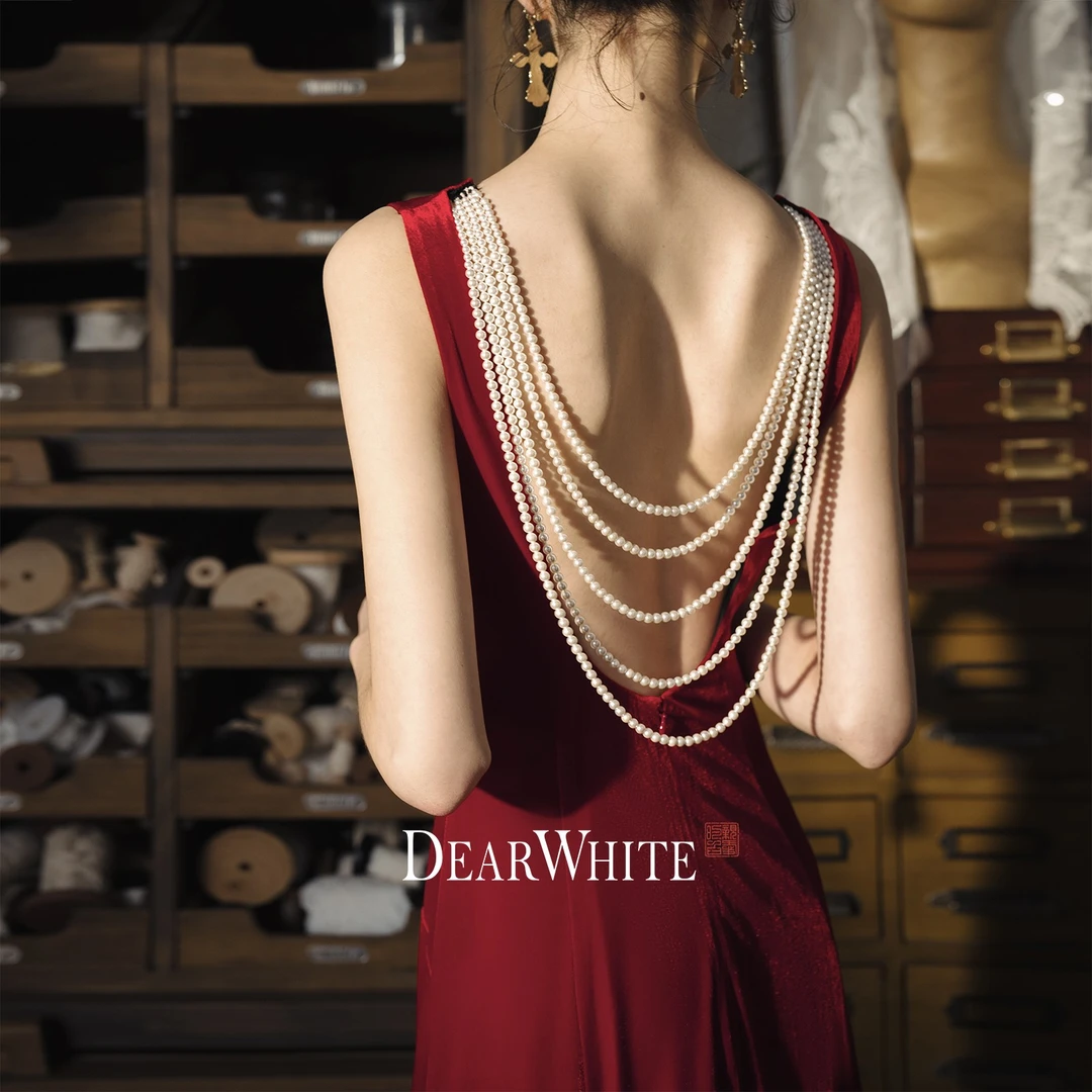 亲爱的白原创《摇红》红色丝绒敬酒服新娘晚礼服婚纱订婚礼服裙女