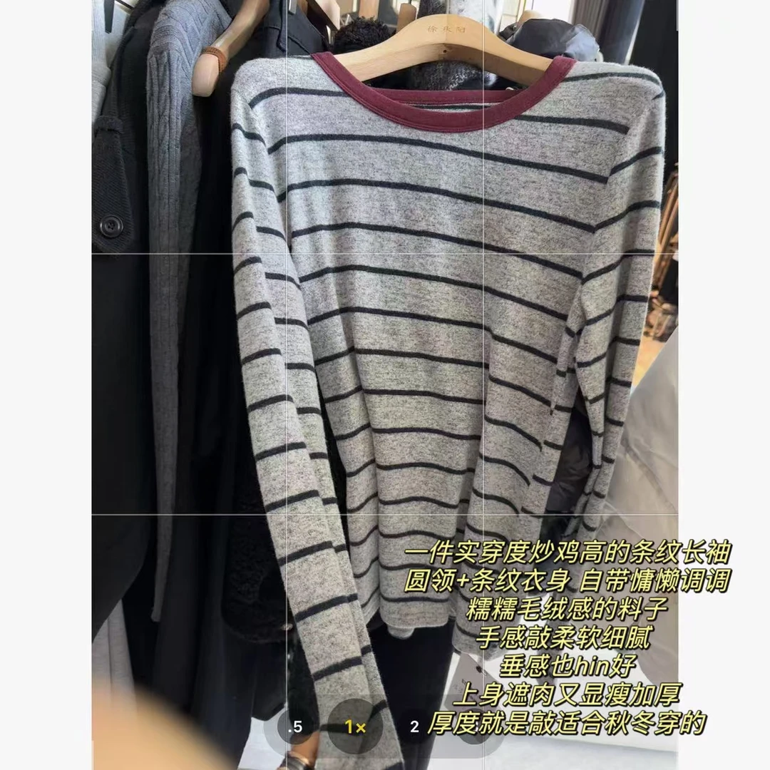 徐秋阳  海盐灰（磨毛）百搭时尚休闲设计感显瘦显白上衣11909-