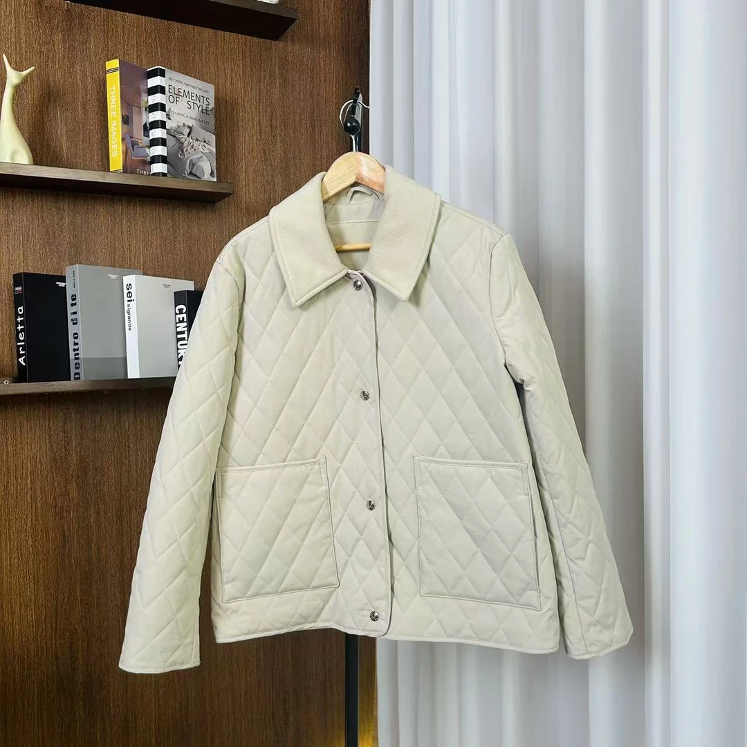 Diana-Tamara陈想 重工三防面料绵羊毛翻领菱格棉服  CX24WT1010