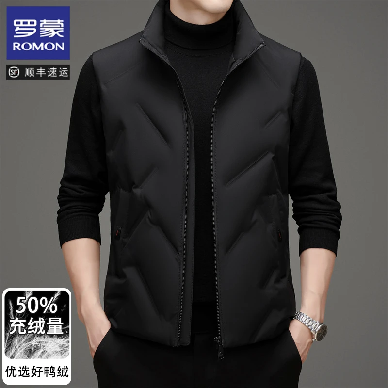 罗蒙【鸭绒】秋冬季新款羽绒休闲马甲男士时尚潮流保暖高档坎肩