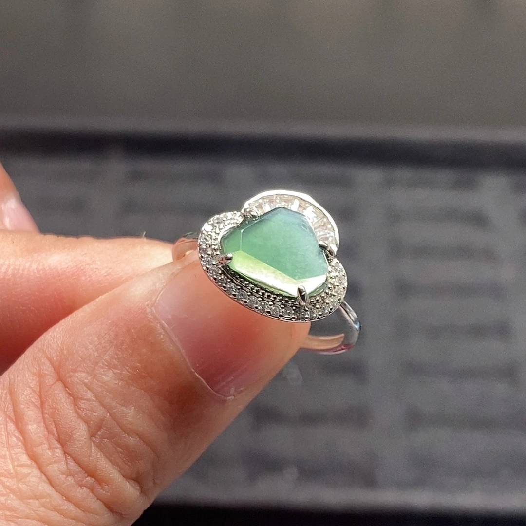 翡翠银S925镶嵌戒指