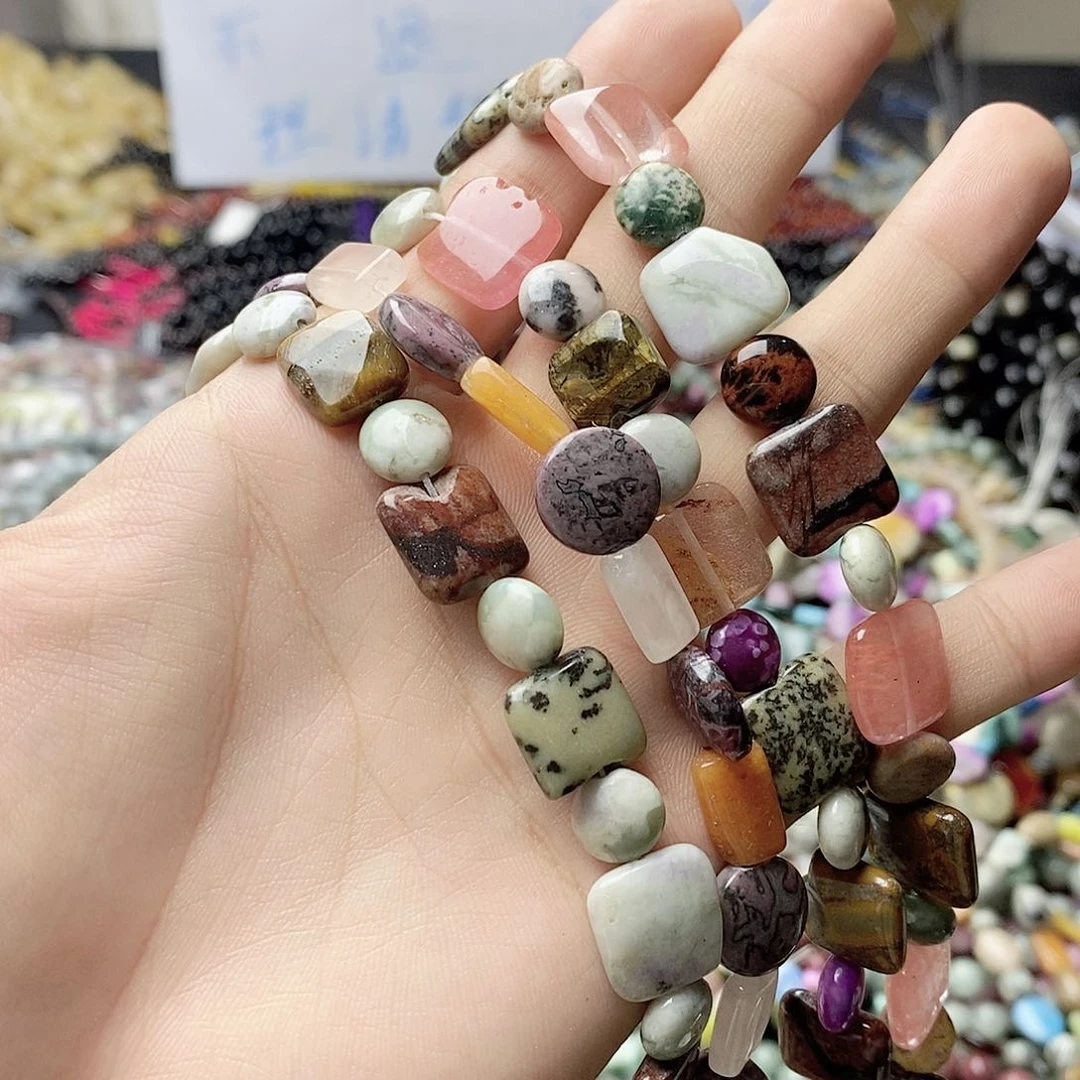 玛瑙/玉髓未镶嵌珠宝半成品一条天然混珠多宝A82