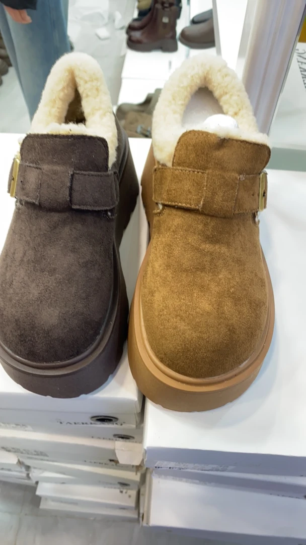 加绒棉鞋527-1冬季新款厚底勃肯鞋百搭秋冬鞋子保暖雪地靴