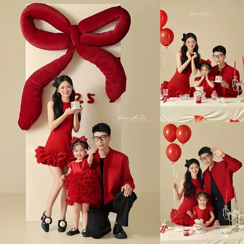 新年亲子照全家福摄影服装婴儿宝宝周岁照影楼儿童摄影拍摄衣服