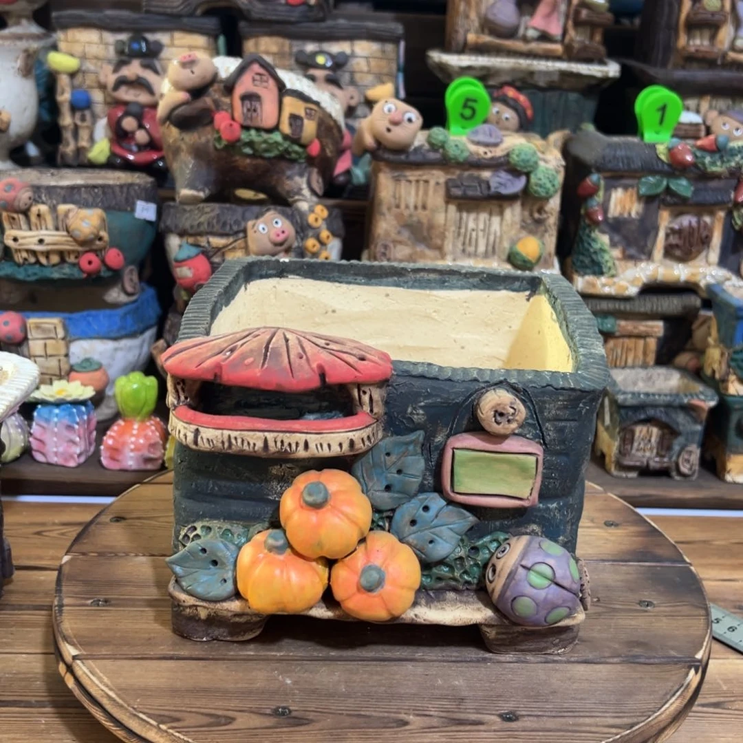 红陶笑**风嘻哈微瑕多肉花盆