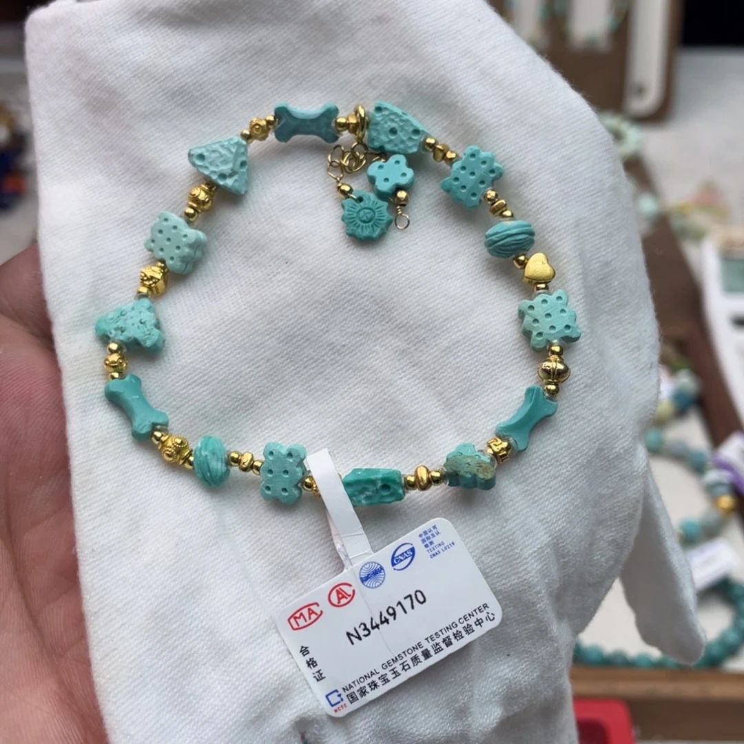 银S925镶嵌绿松石手链