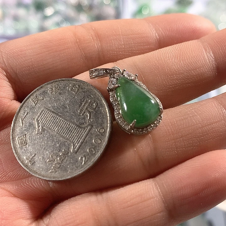 翡翠银S925镶嵌吊坠(不含链)吊坠