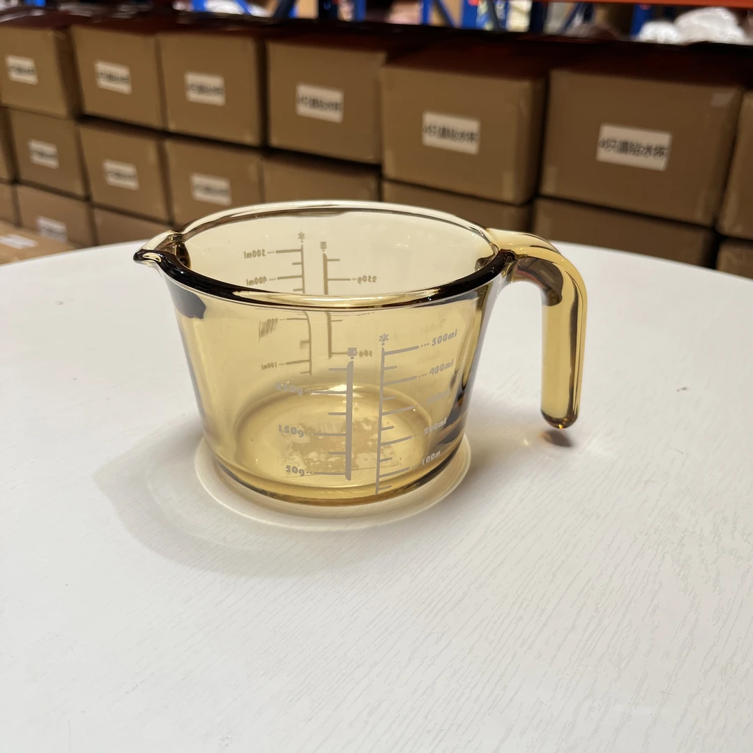 真高硼硅玻璃量杯500ml带刻度早餐杯琥珀原色耐高温可微波加热