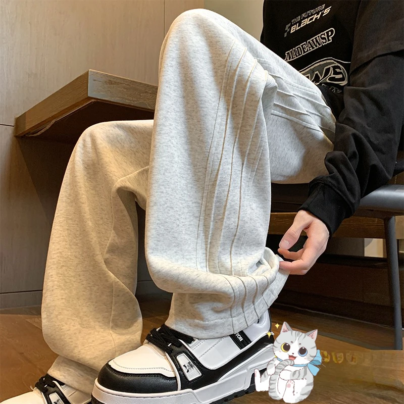 美式复古宽松百搭直筒男生长裤春秋潮流阔腿裤青年运动卫裤裤子