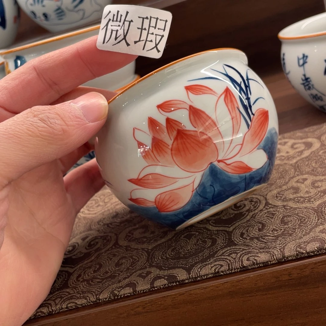 釉下手绘茶具微瑕
