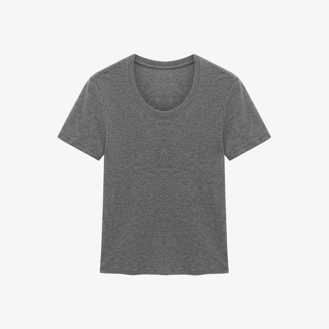 【基础T休闲女士夏季春夏简约灰色纯色】T恤-   JK000686【如如专属】