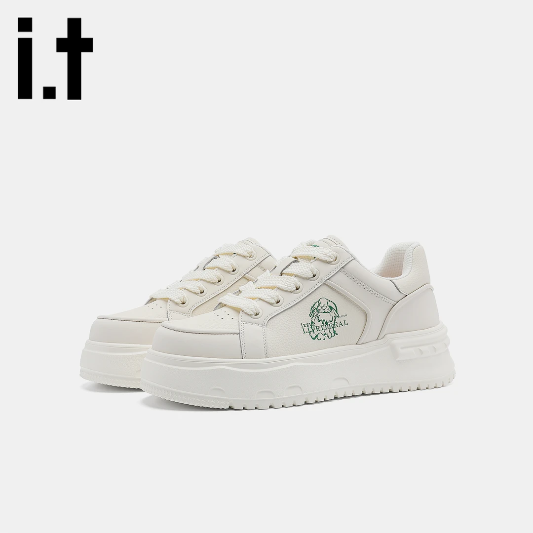 it  izzue小白鞋男款秋冬2025新款男鞋厚底潮流透气时尚休闲板鞋