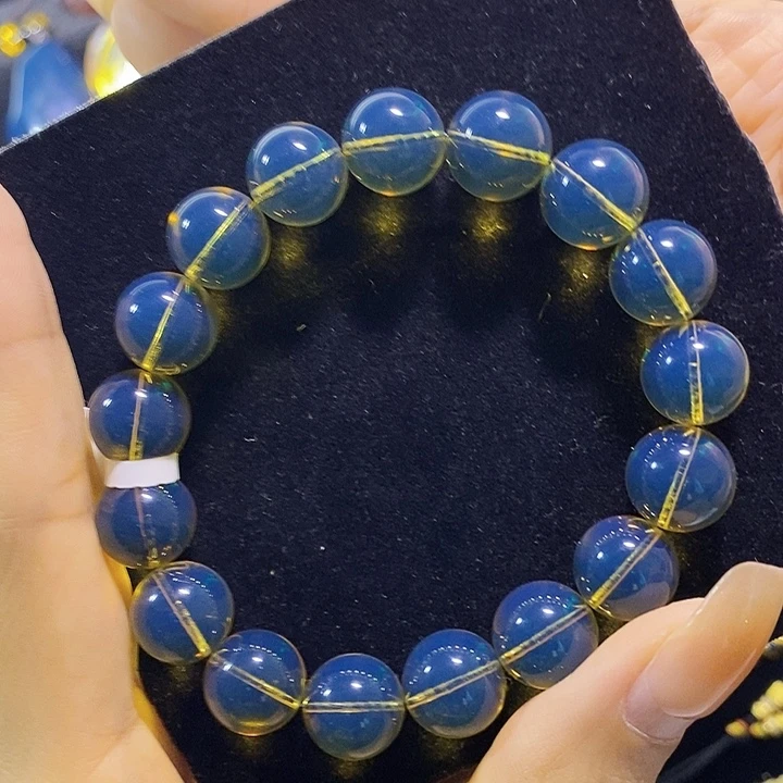 蓝珀未镶嵌珠宝奇石墨西哥蓝珀手串11