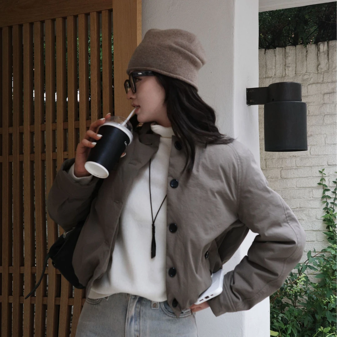 UTWU小敏「暮色灰」9o白鹅绒意大利进口立领简约保暖羽绒服UTAW1050