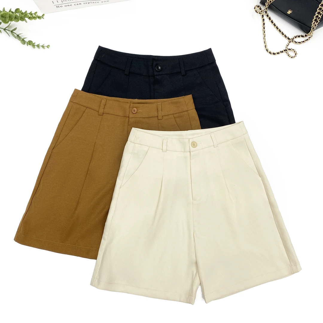 【大婷】25夏款西裤亮晶晶百搭阔腿宽松显瘦休闲薄款短裤1631