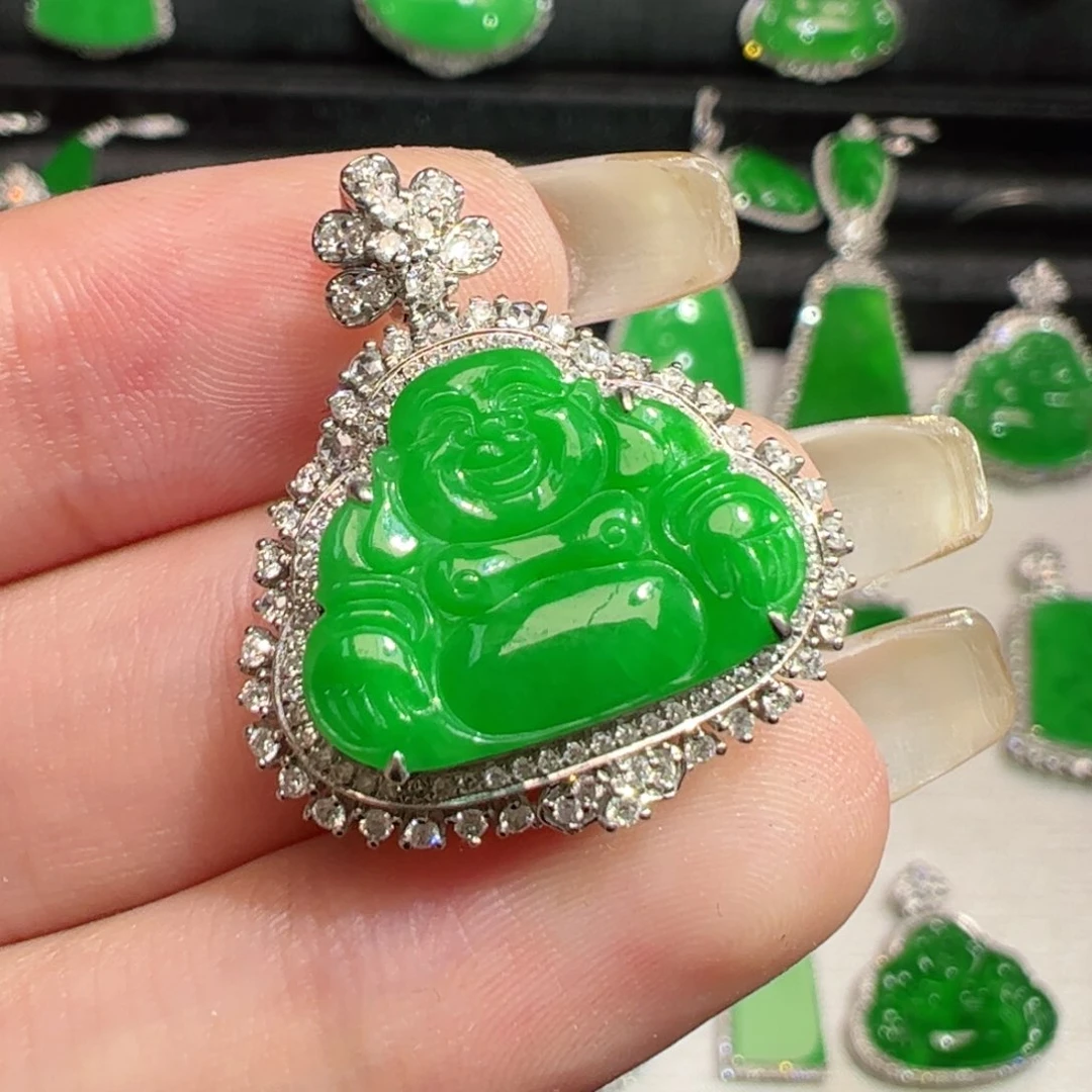 翡翠18K金镶嵌吊坠(不含链)