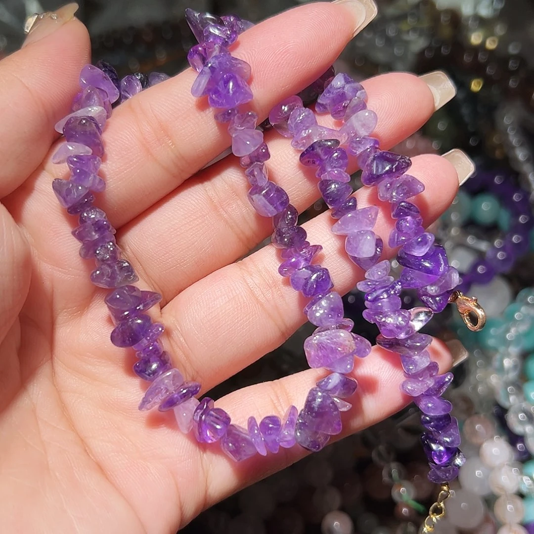 水晶手链未镶嵌紫水晶原石项链
