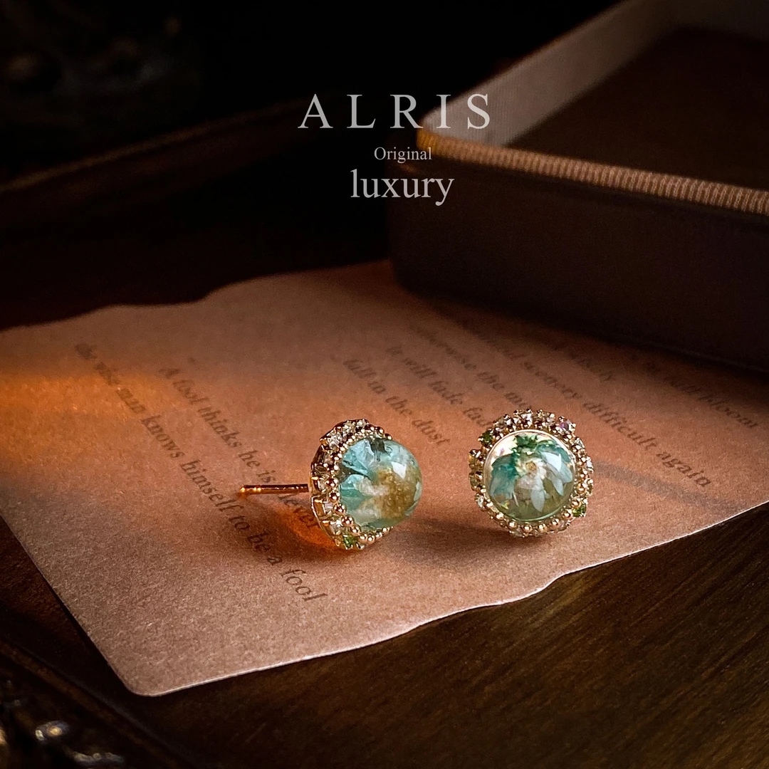 A4374【绿茉】时尚设计师款精致女人绿色气质耳钉