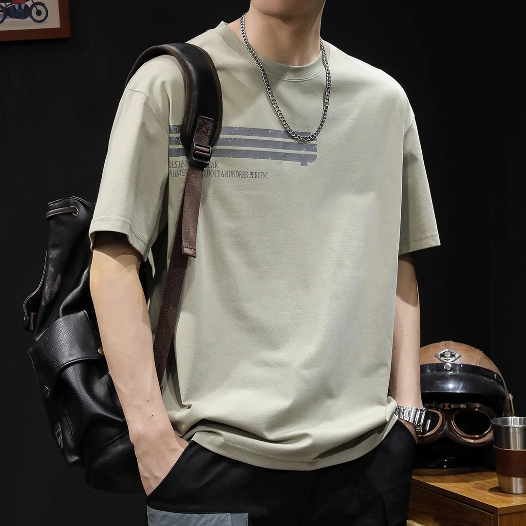 U&PURA美式潮牌印花短袖t恤男士夏季新款重磅潮流休闲百搭半袖T恤