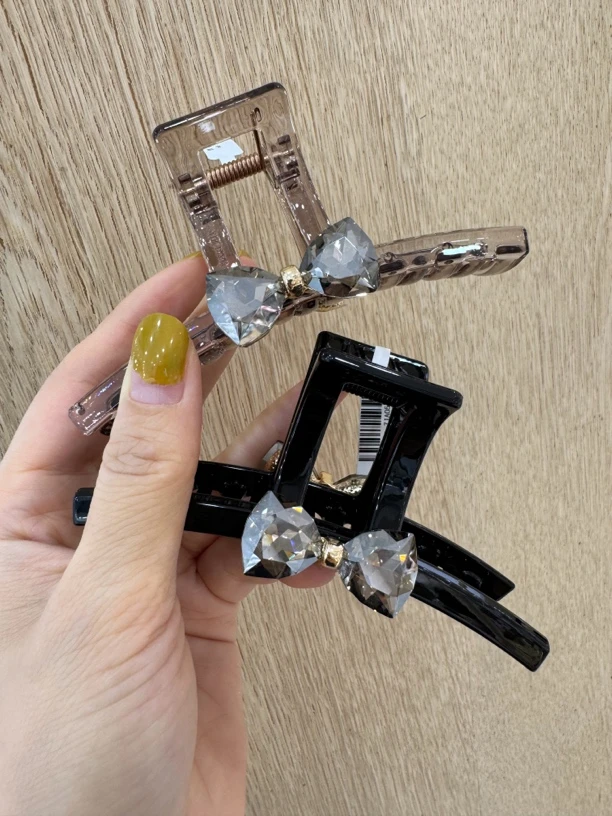 高货定制版蝴蝶结锆锆一字抓夹