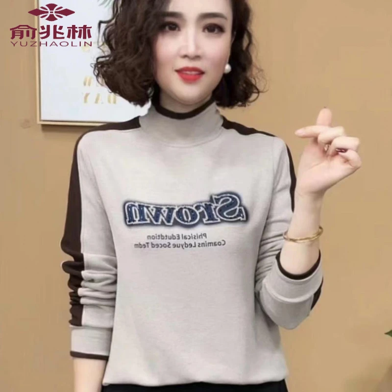 俞兆林俞兆林秋冬时尚半高领撞色保暖双面绒洋气百搭减龄上衣ins