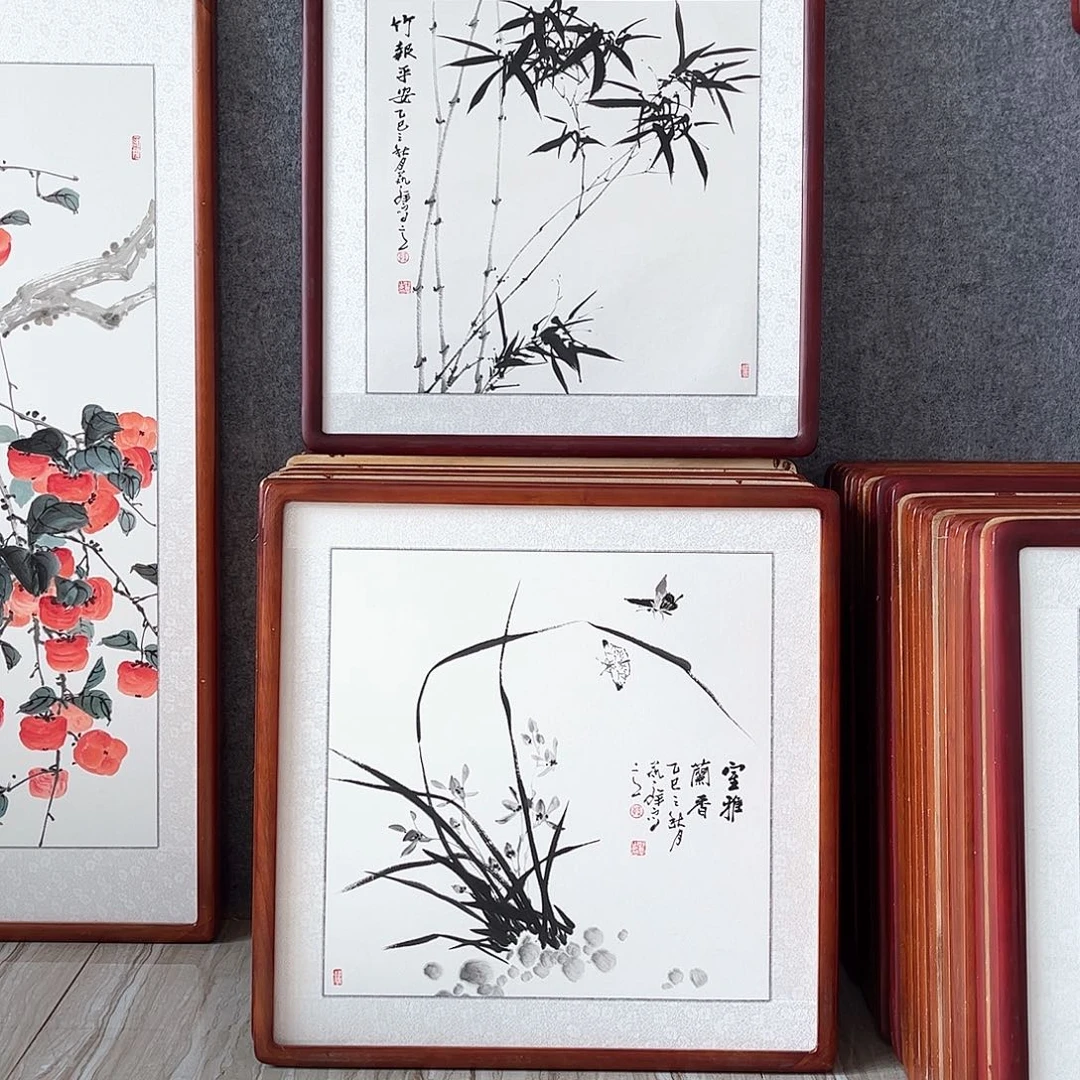 国画书画作品带框63×63