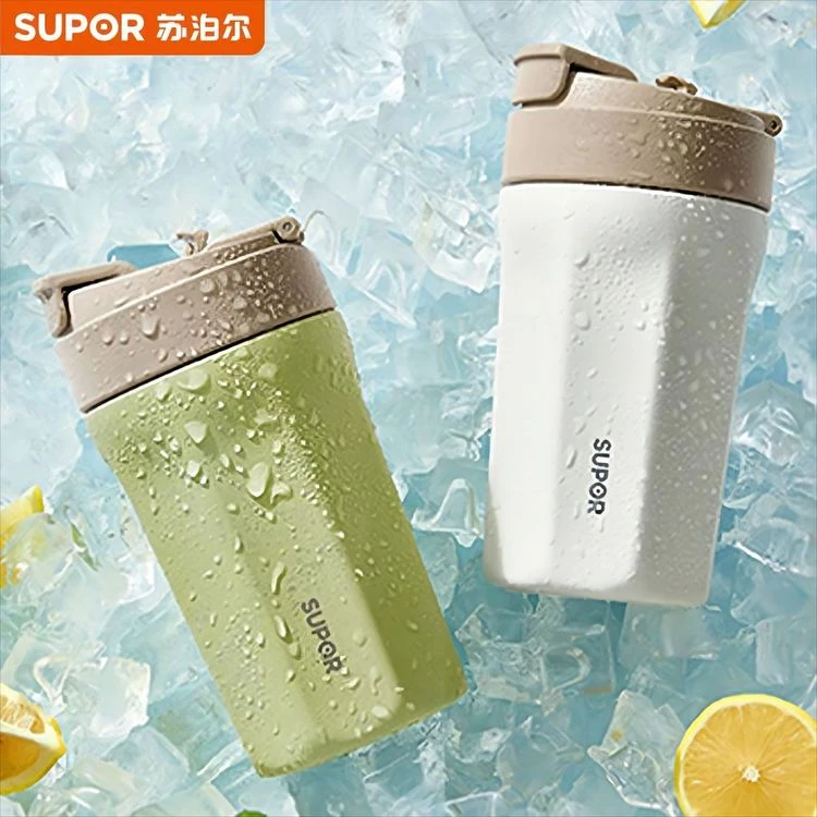 咖啡杯陶瓷覆层内胆保温杯吸管杯男女士随行高颜值便携吸管水杯子