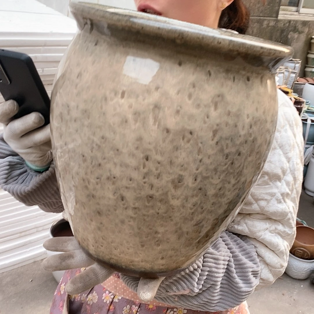 紫砂花盆瑕疵口27高30瑕疵