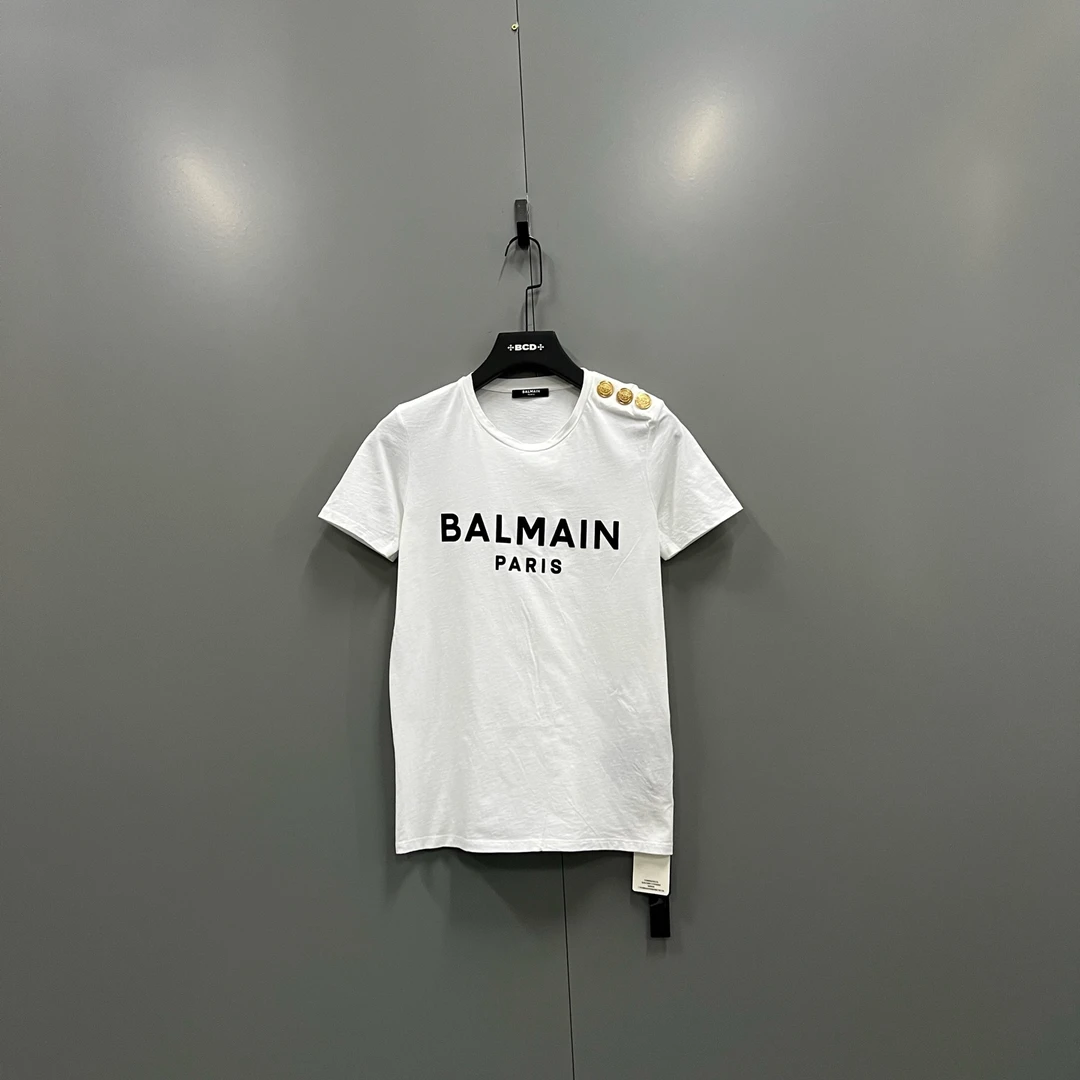 99新 BALMAIN/巴尔曼 tt4 白色字母印花短袖 XS码/98新/102461