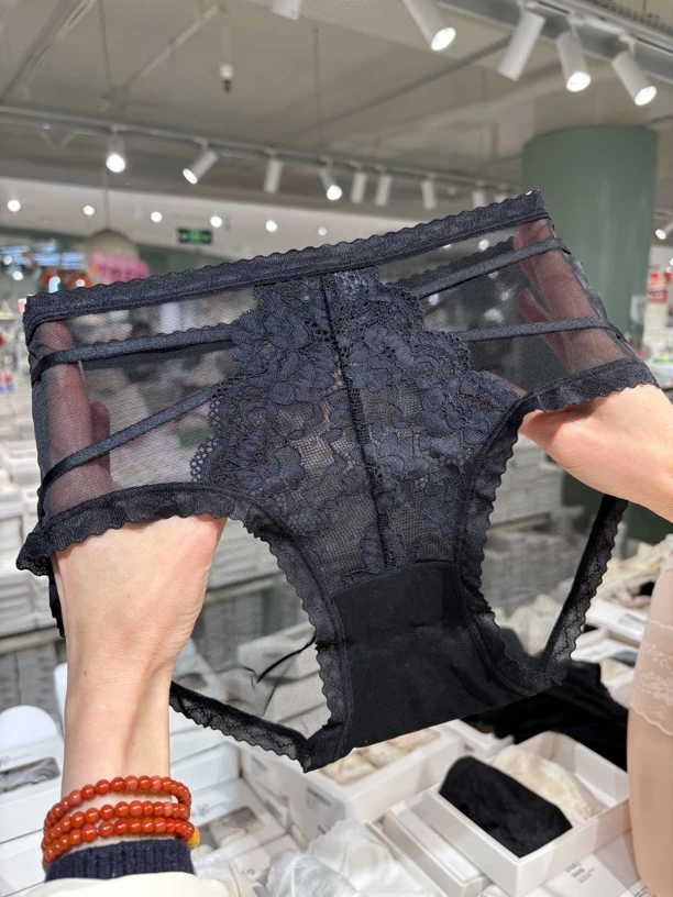 【3条装】69773中腰蕾丝提花软感舒适女士内裤(80-120斤)