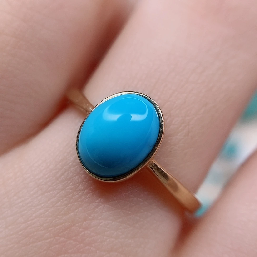 绿松石戒指18K金镶嵌