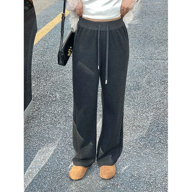 WenWen小个子显瘦韩版高腰时尚窄版直筒裤休闲加绒加厚裤子2378