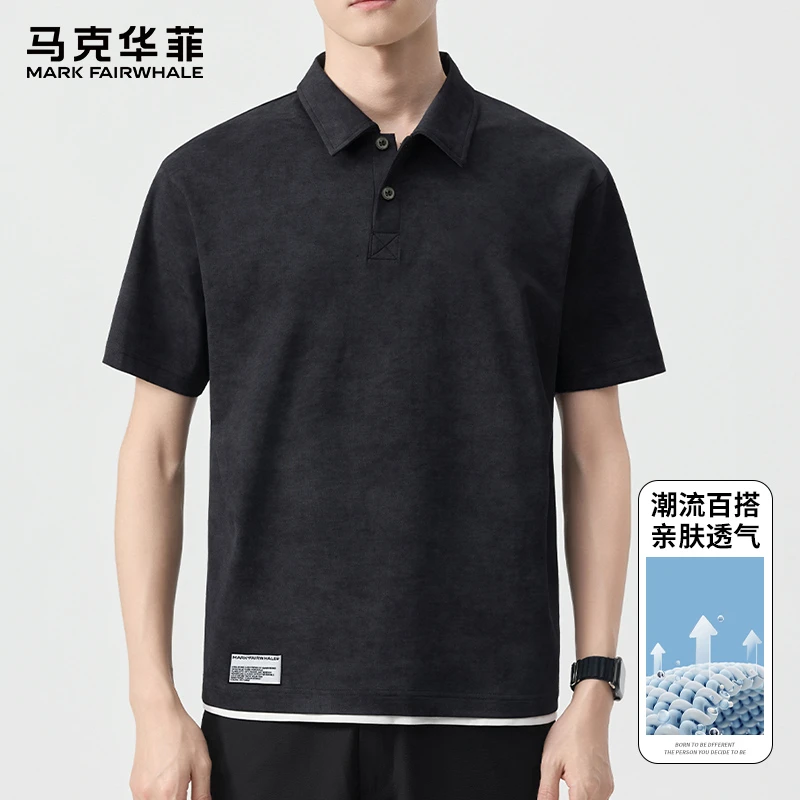 马克华菲肌理纹POLO衫男士2025夏季新款美式高街休闲潮流半袖上衣