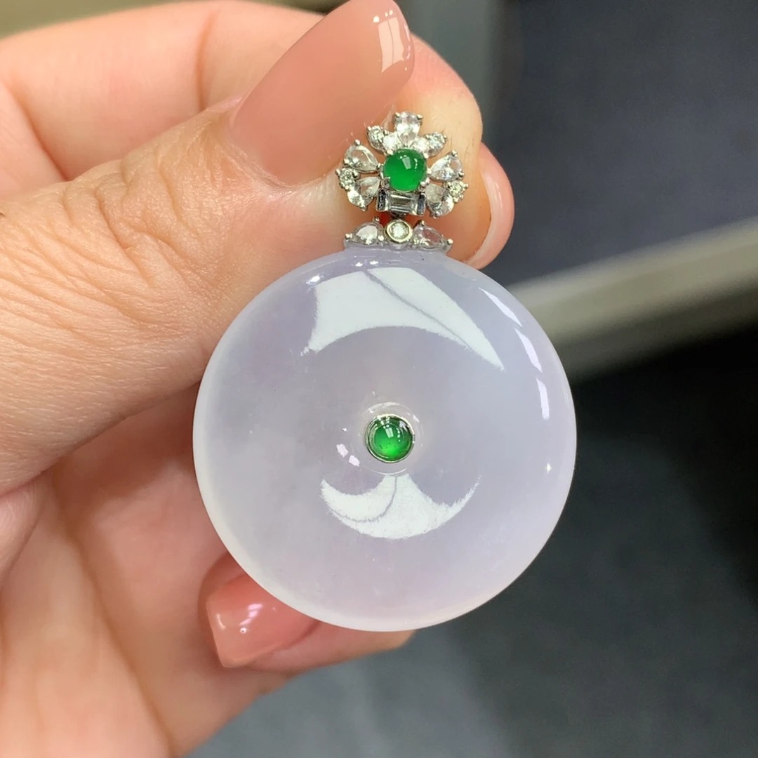 翡翠18K金镶嵌吊坠(不含链)