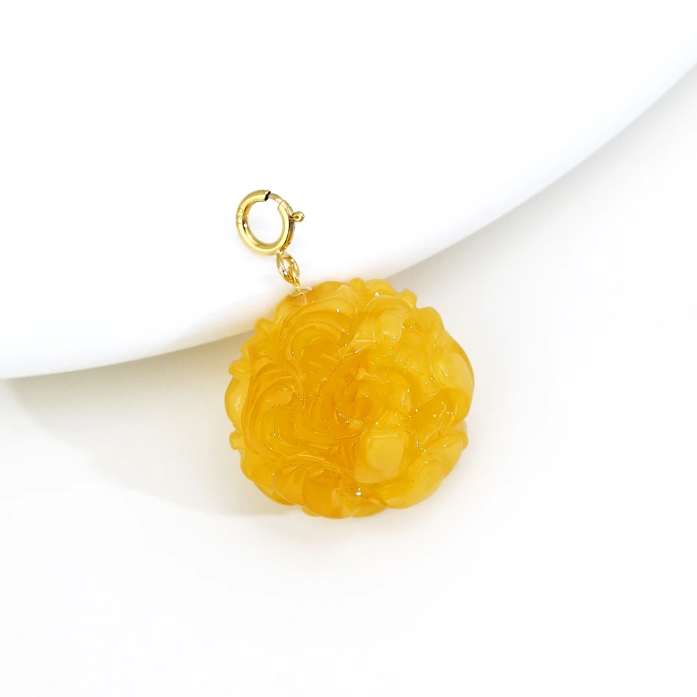 【有钱花】18K蜜蜡花百搭扣吊坠45290