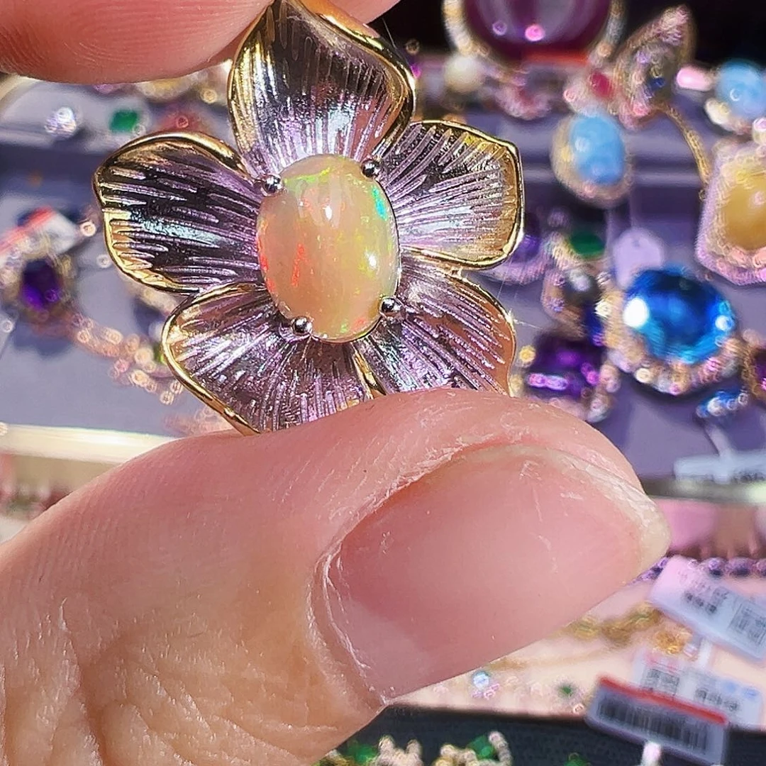 银S925镶嵌欧泊戒指