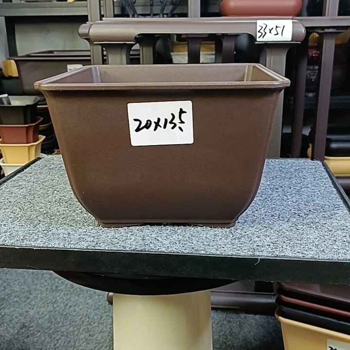 100只咖色20cm中号抽角缩底四方盆