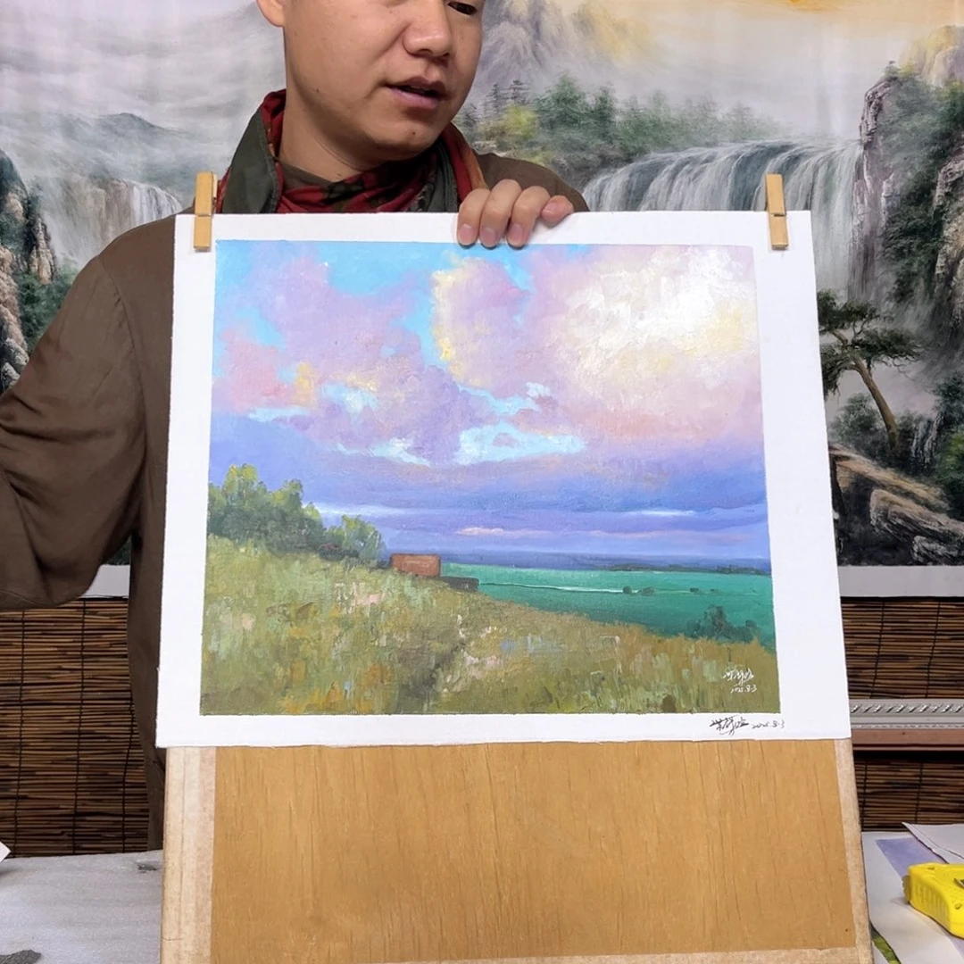 油画行路人小院绘画作品竞拍