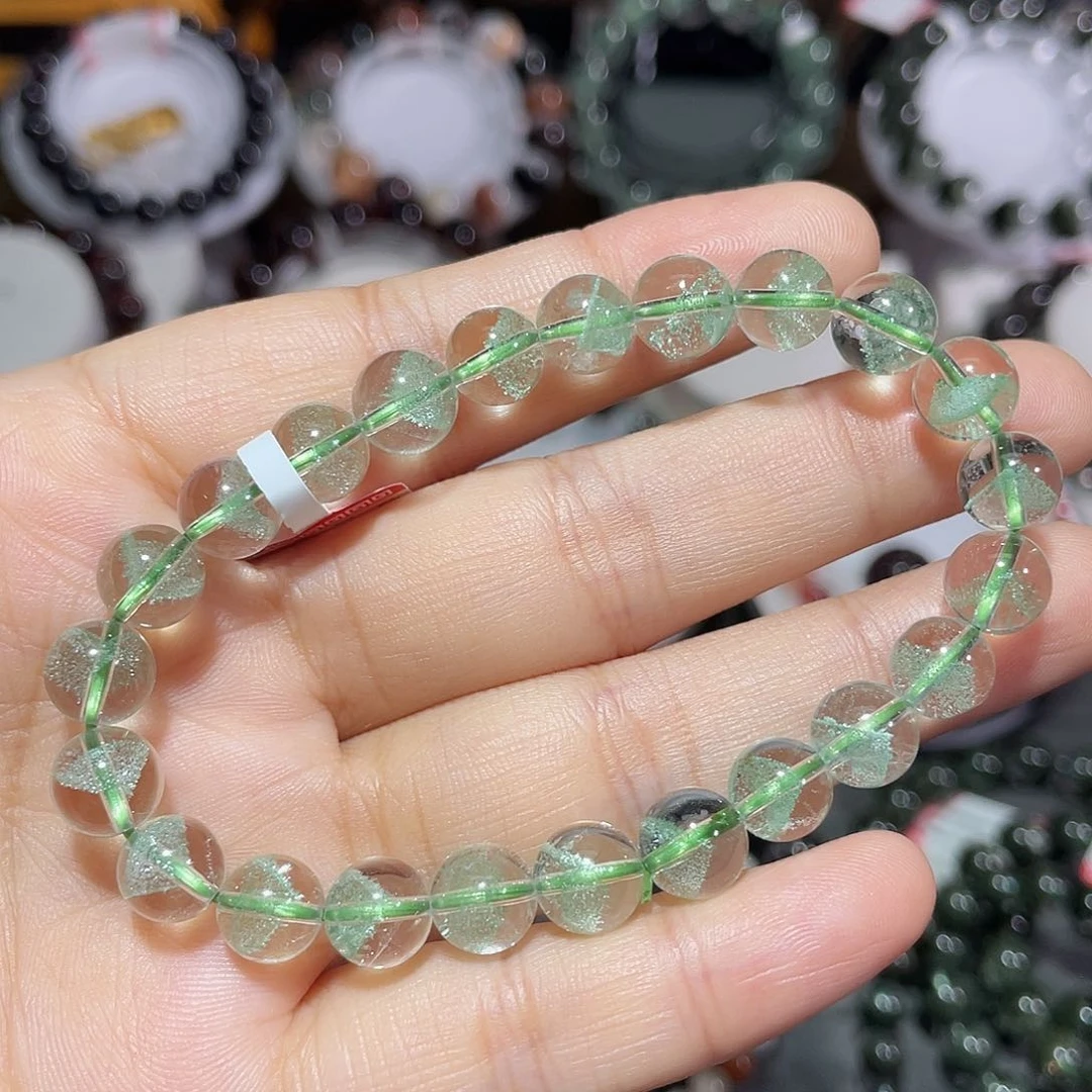 水晶手链未镶嵌天然翠幽灵金字塔手串